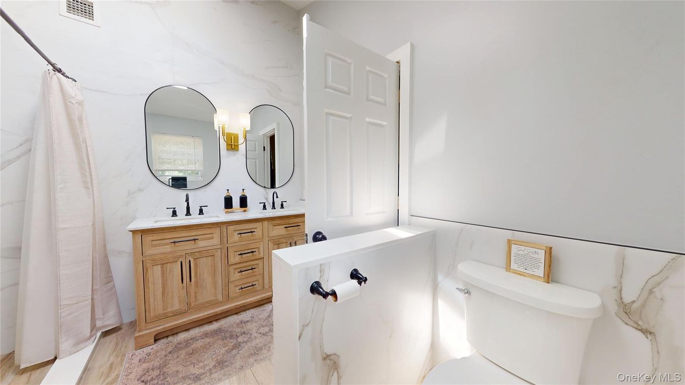 Bathroom, Dual Sink Vanities, Interior, Marble Walls