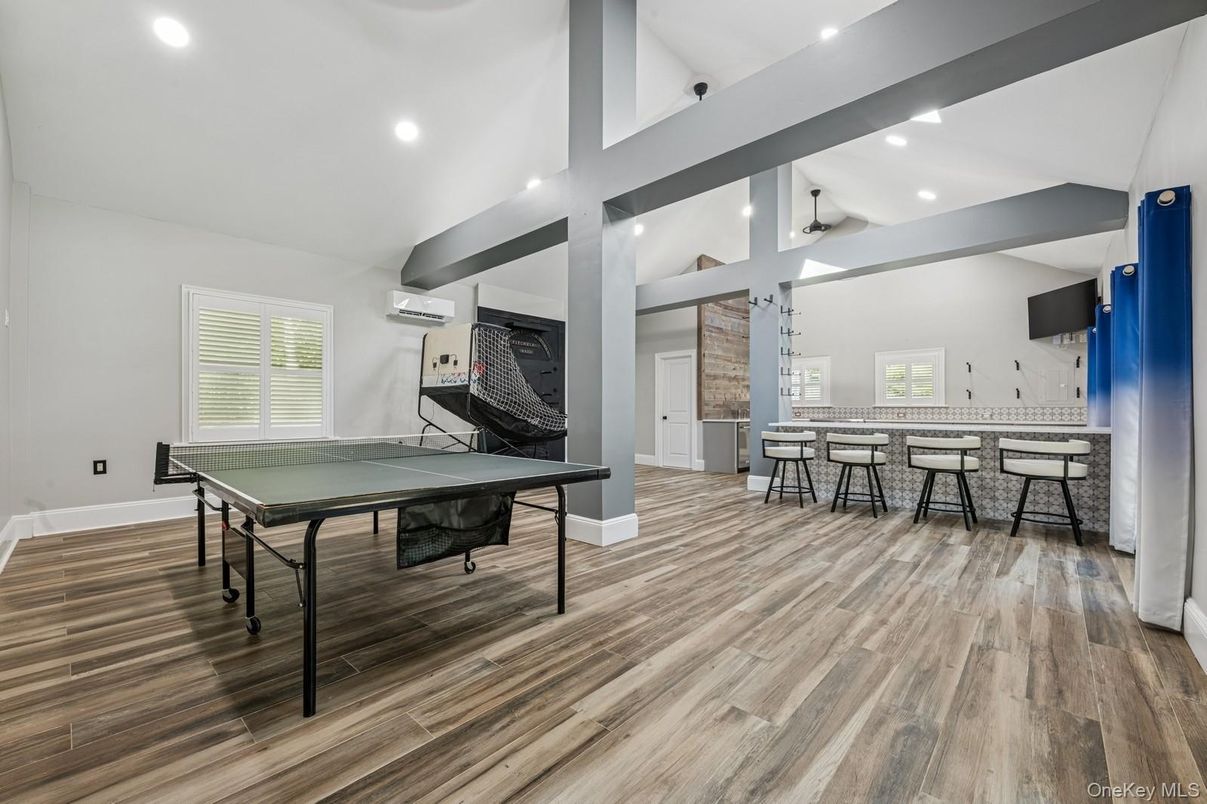 Game Room, Interior, Recessed Lighting, Wood Texture Flooring