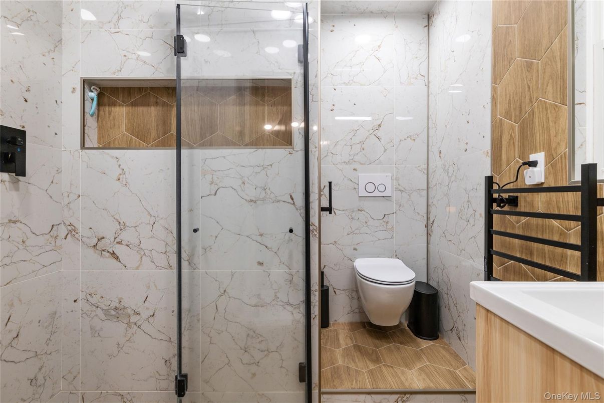 Bathroom, Glass Shower, Interior, Marble Walls