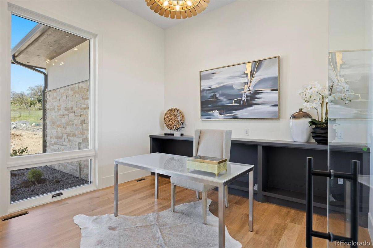 Home Office, Interior, Recessed Lighting, Wood Texture Flooring