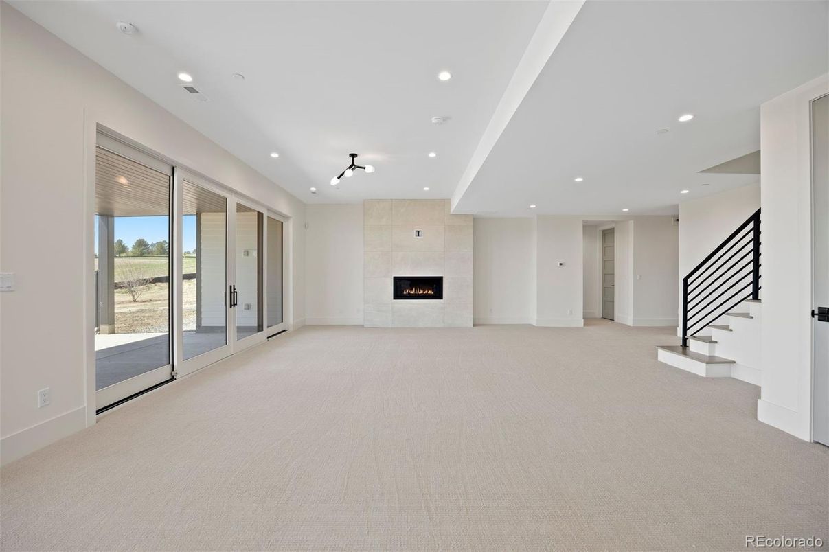 Empty room, Fireplace, Interior, Recessed Lighting