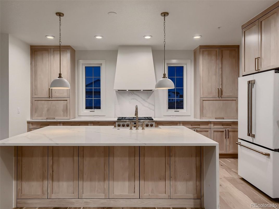 Interior, Kitchen, Pendant Lights, Recessed Lighting, Wood Texture Flooring