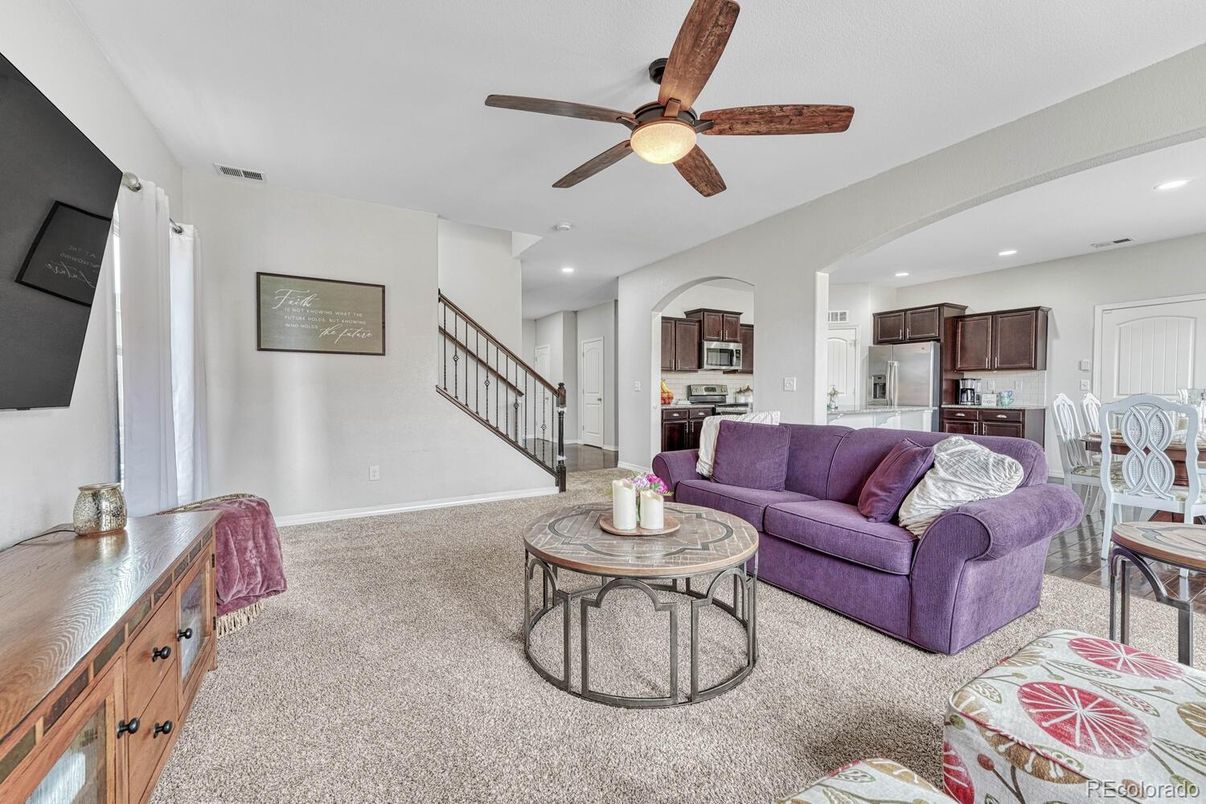 Dining room, Interior, Kitchen, Living room, Recessed Lighting
