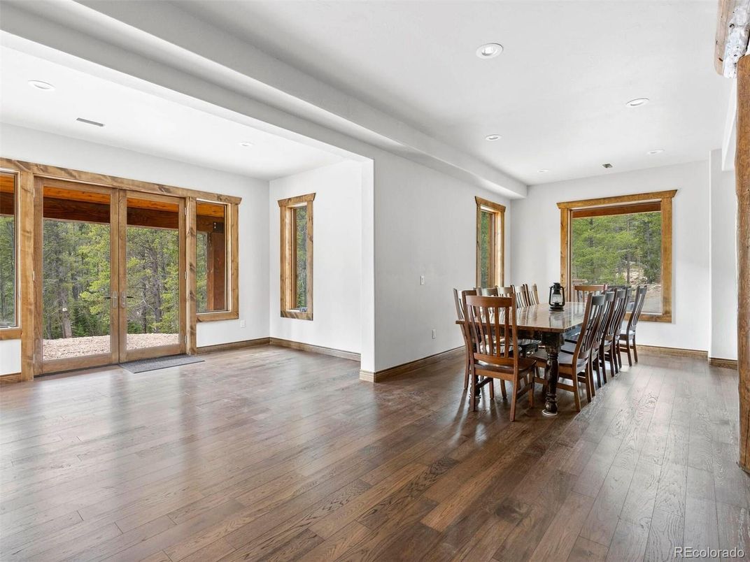 Dining room, Interior, Recessed Lighting, Wood Texture Flooring