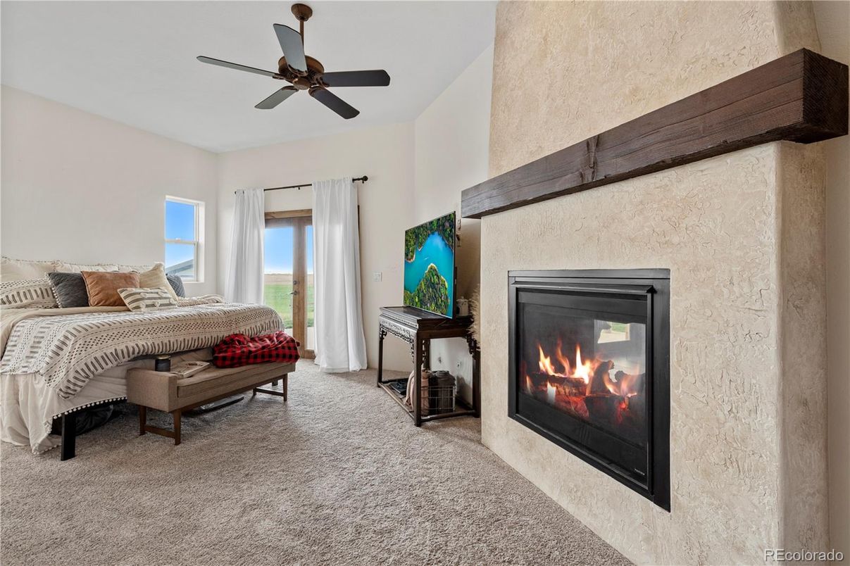Bedroom, Fireplace, Interior