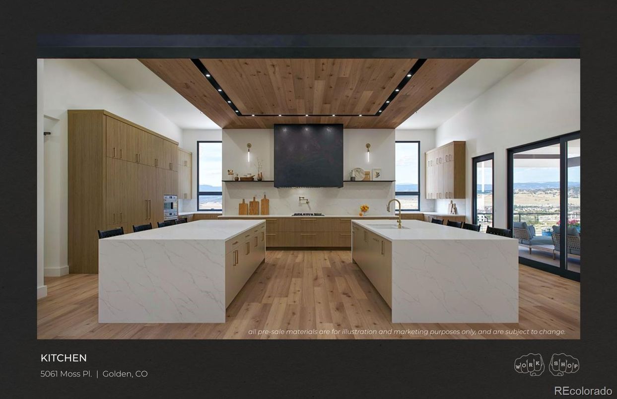 Interior, Kitchen, Recessed Lighting, Wooden Ceilings, Wood Texture Flooring