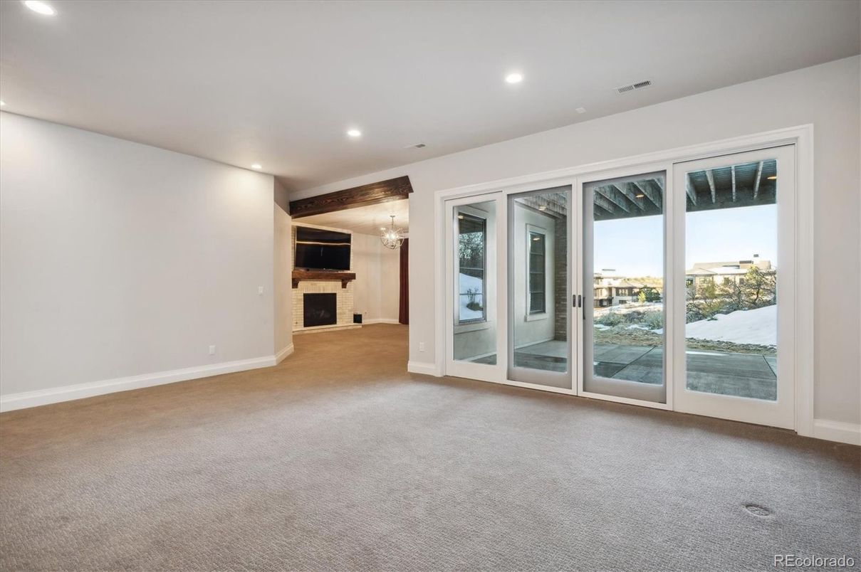Empty room, Fireplace, Interior, Recessed Lighting
