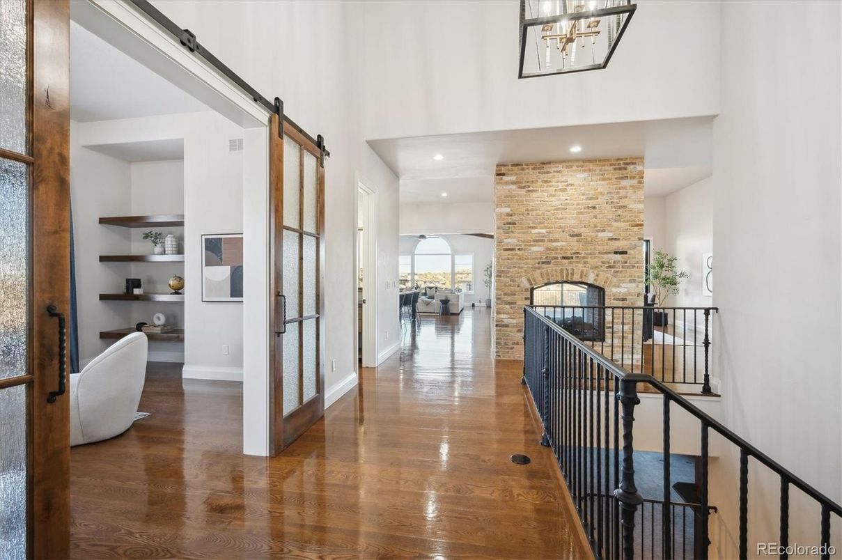 Interior, Recessed Lighting, Stone Walls, Wood Texture Flooring