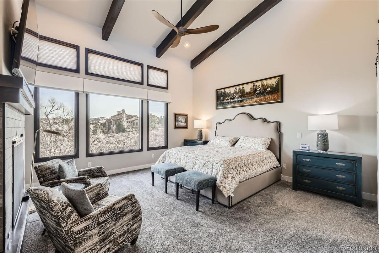 Bedroom, Interior, Recessed Lighting, Wooden Beams