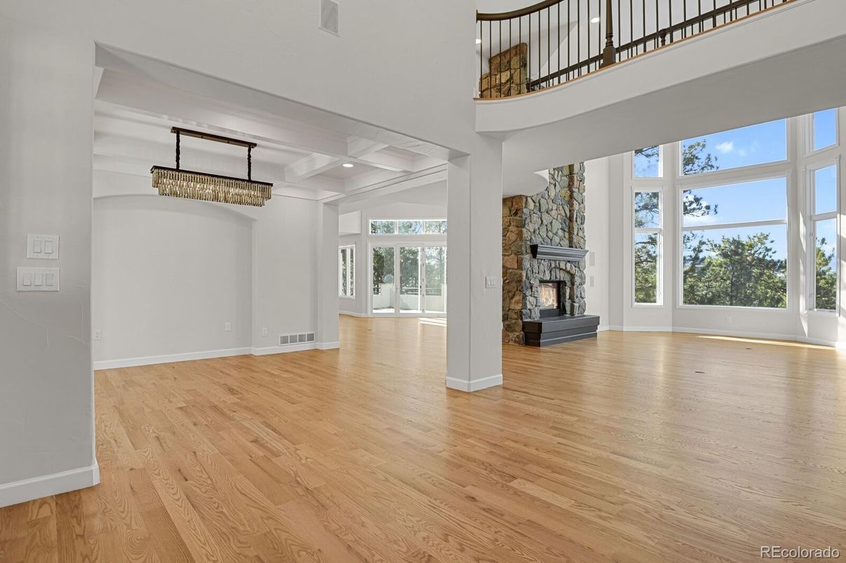 Fireplace, Interior, Recessed Lighting, Wood Texture Flooring