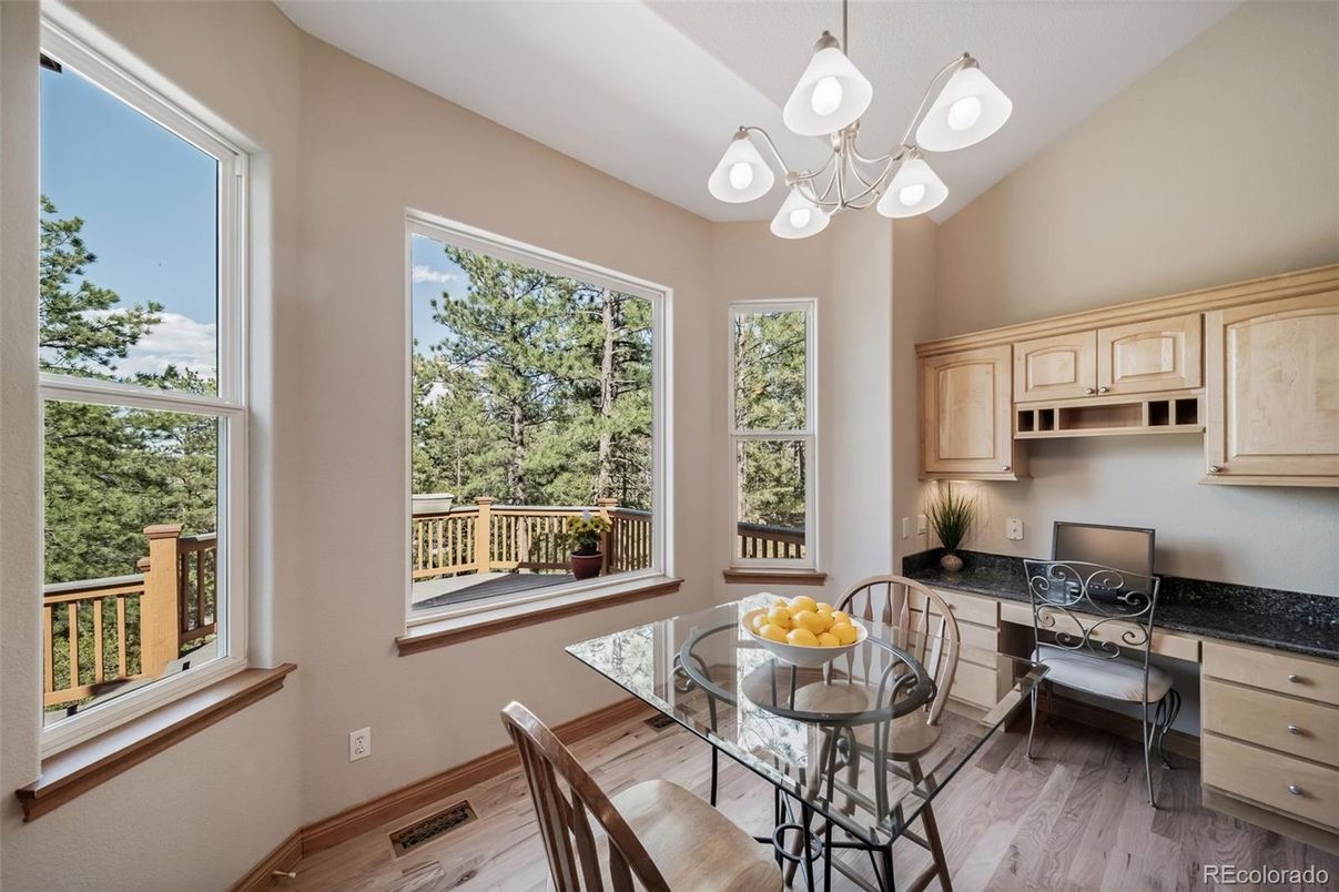 Chandelier, Home Office, Interior, Wood Texture Flooring