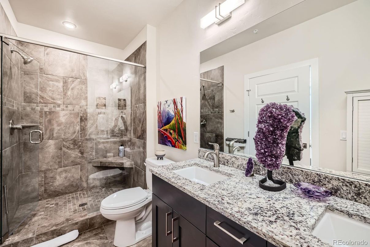 Bathroom, Dual Sink Vanities, Glass Shower, Interior, Recessed Lighting