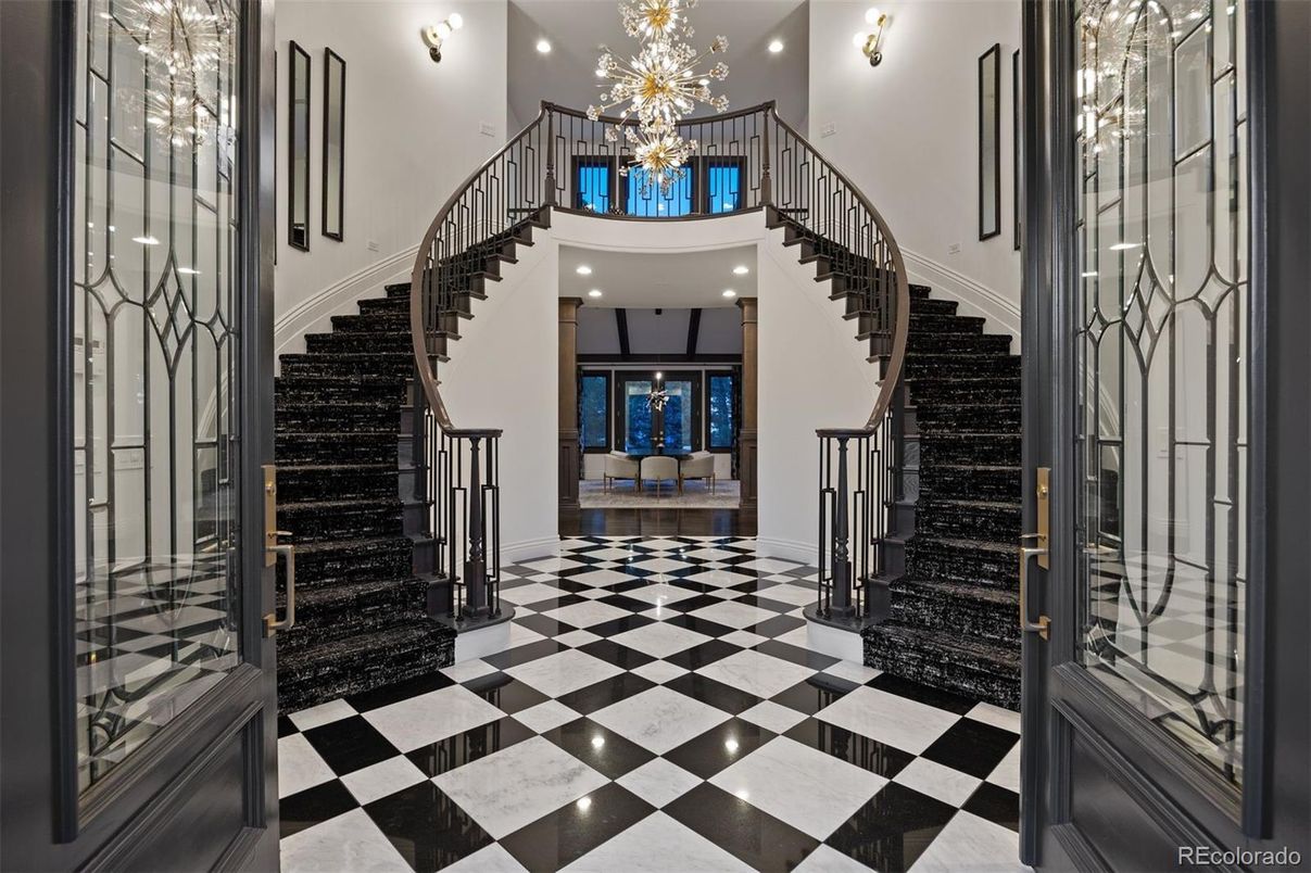 Chandelier, Interior, Marble, Recessed Lighting