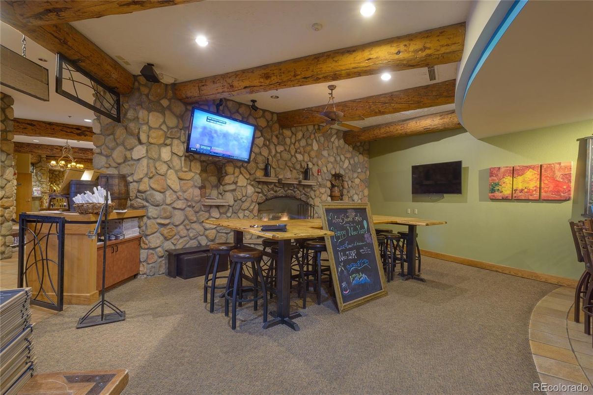 Interior, Recessed Lighting, Stone Walls, Wooden Beams