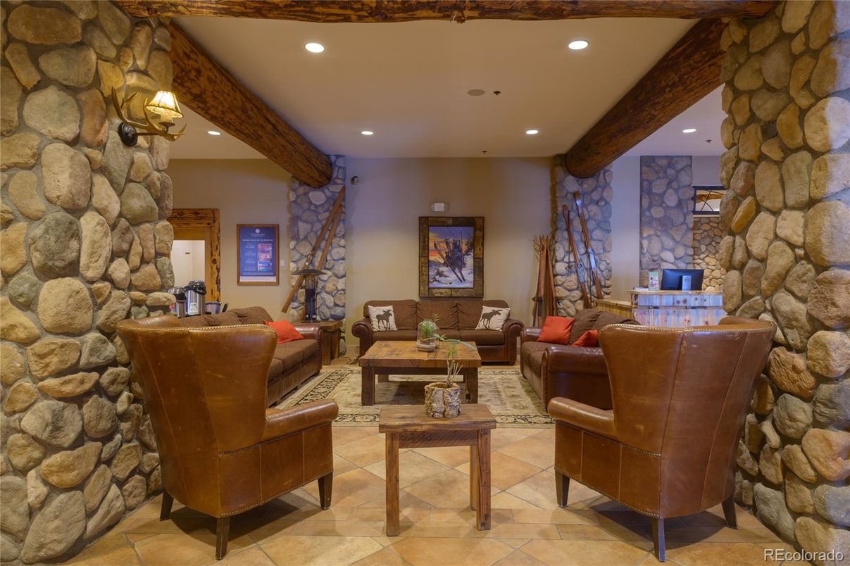 Interior, Living room, Recessed Lighting, Stone Walls