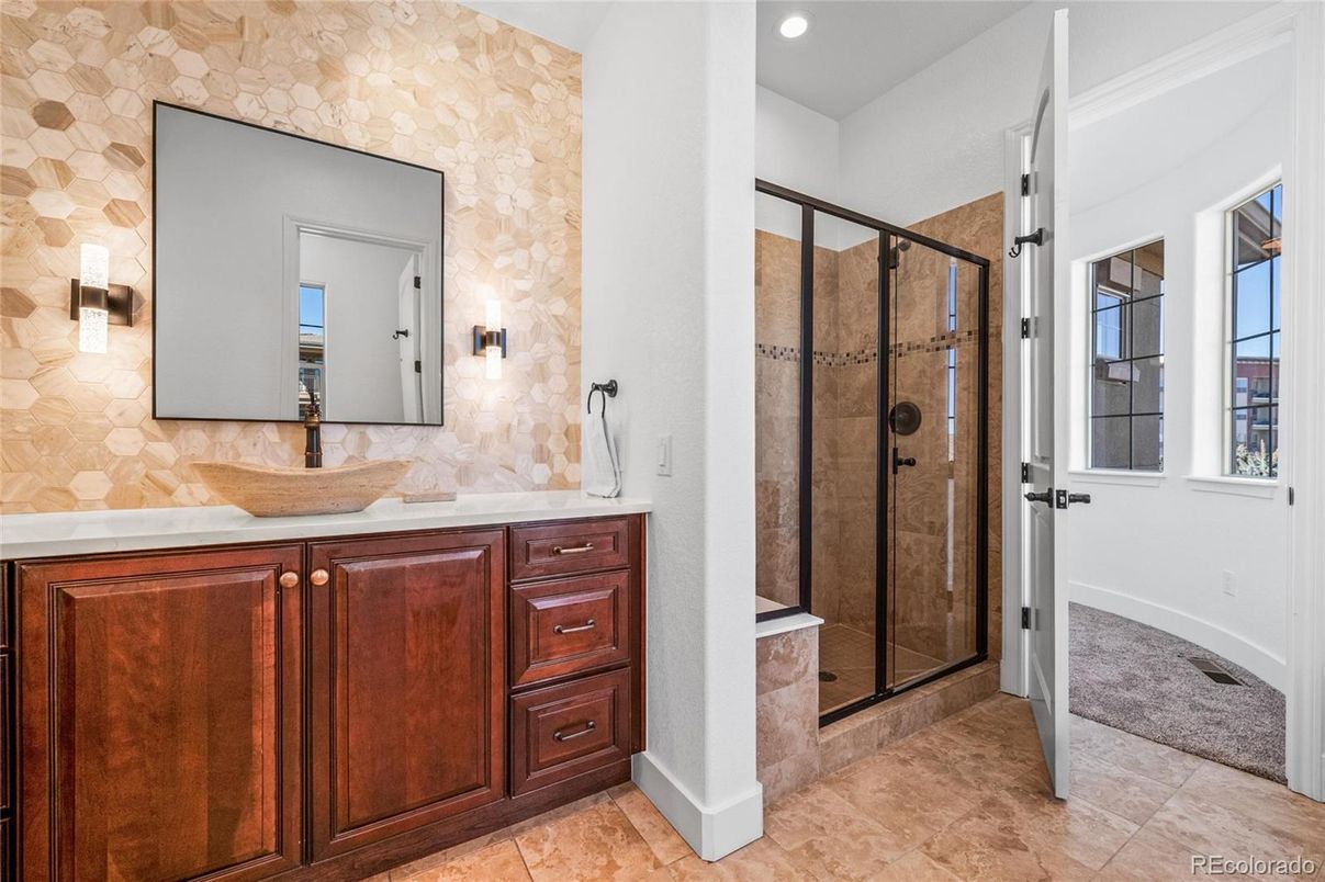 Bathroom, Glass Shower, Interior, Recessed Lighting