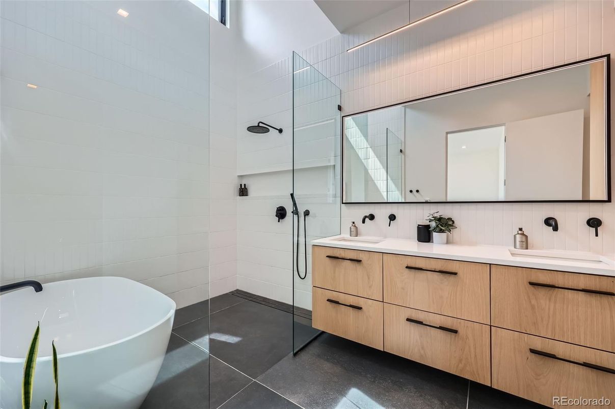 Bathroom, Dual Sink Vanities, Free Standing Baths, Glass Shower, Interior, Recessed Lighting
