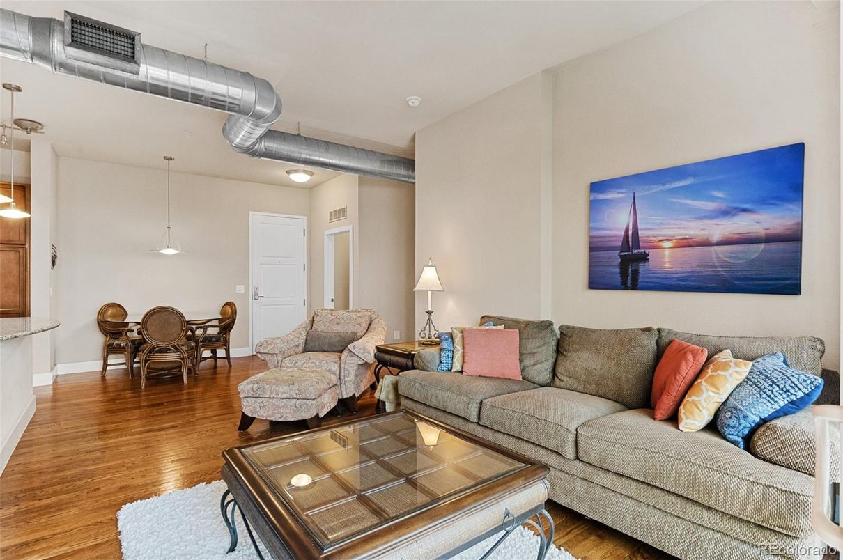 Dining room, Interior, Living room, Pendant Lights, Wood Texture Flooring
