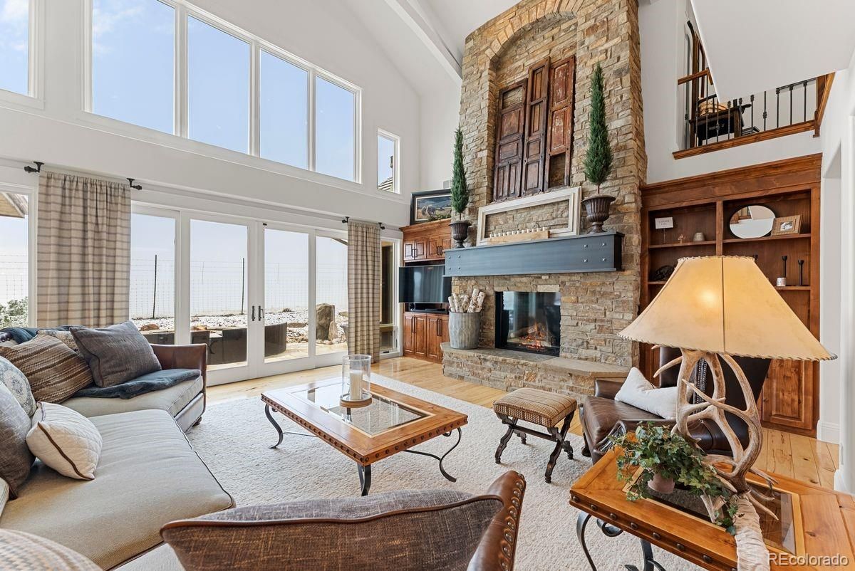Fireplace, Interior, Living room, Stone Walls, Wood Texture Flooring