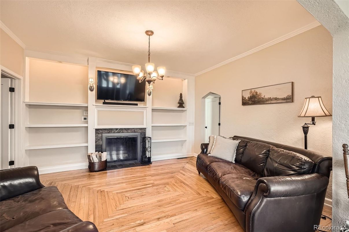 Chandelier, Fireplace, Interior, Living room, Wood Texture Flooring