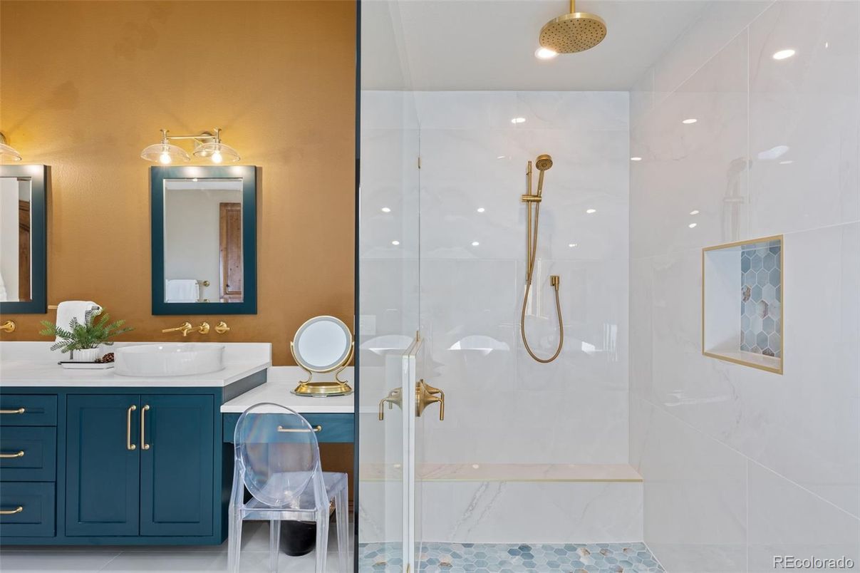 Bathroom, Glass Shower, Interior, Recessed Lighting