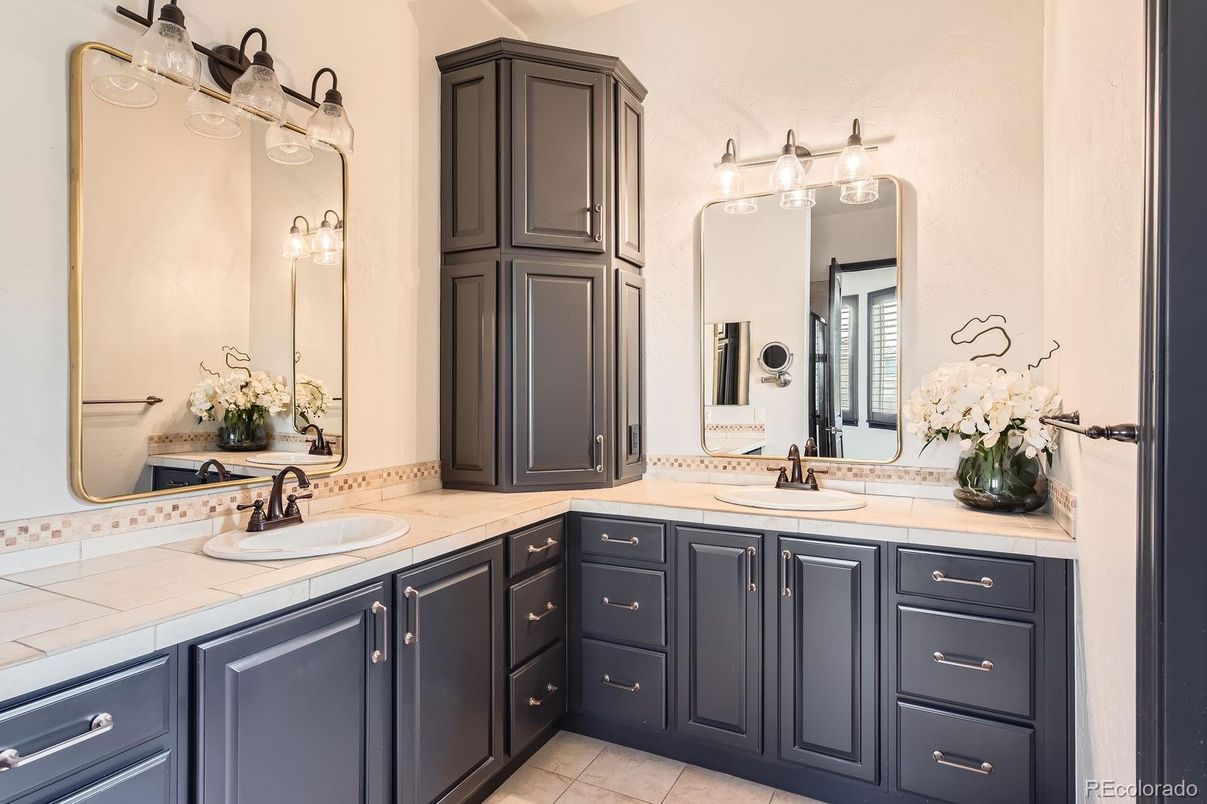 Bathroom, Dual Sink Vanities, Interior, Tile Countertops