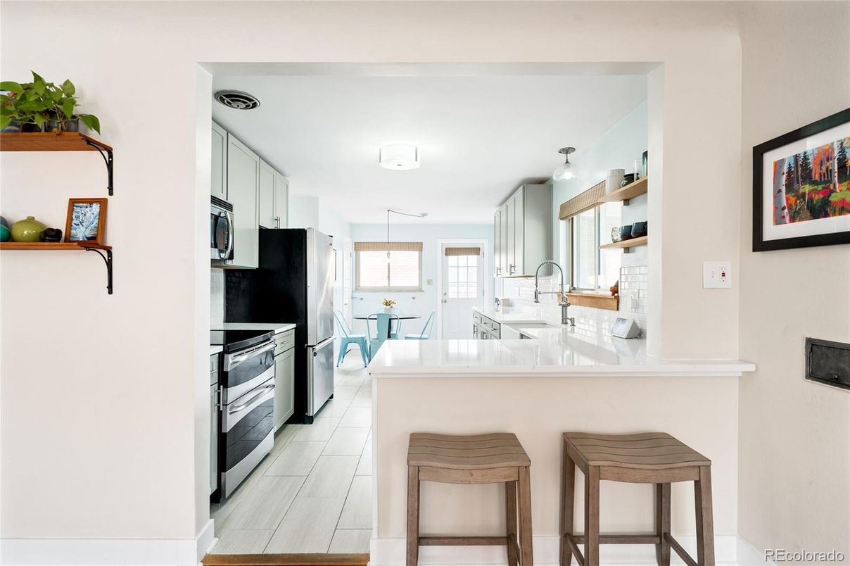 Interior, Kitchen, Stainless Steel Appliances, Wood Texture Flooring