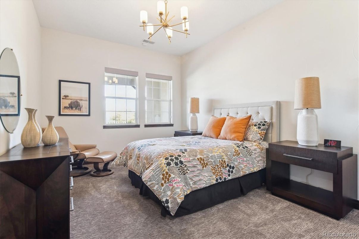 Bedroom, Chandelier, Interior