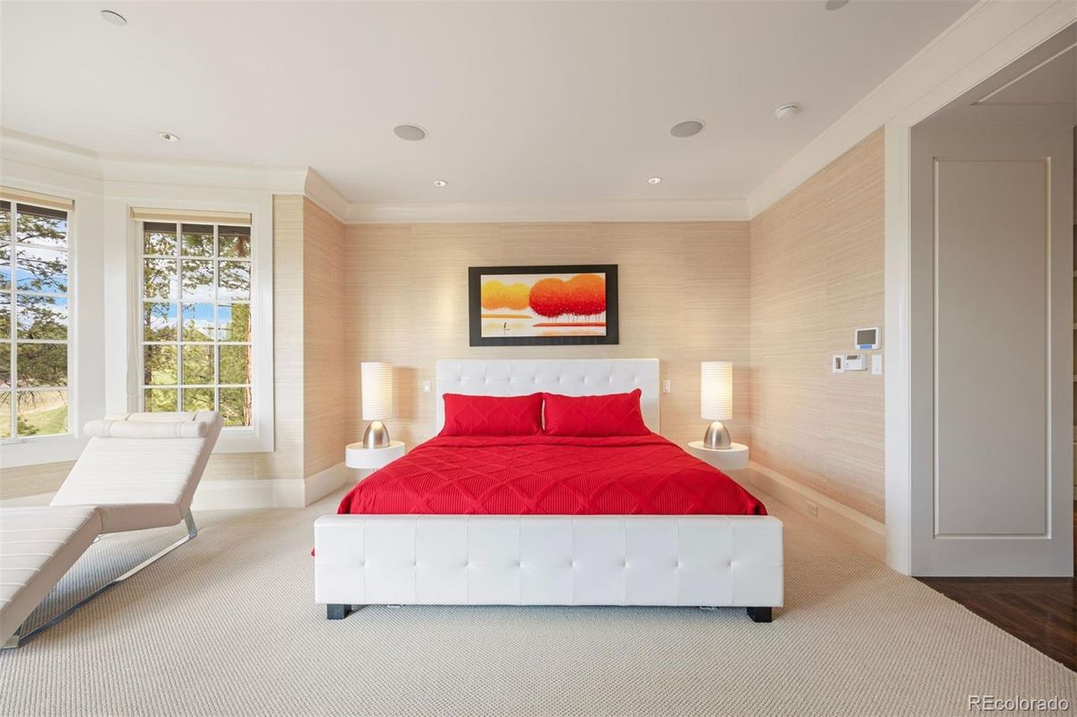 Bedroom, Interior, Recessed Lighting, Water, Wood Texture Flooring