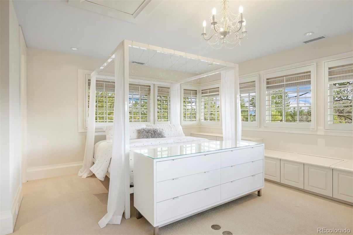 Bedroom, Chandelier, Interior, Recessed Lighting