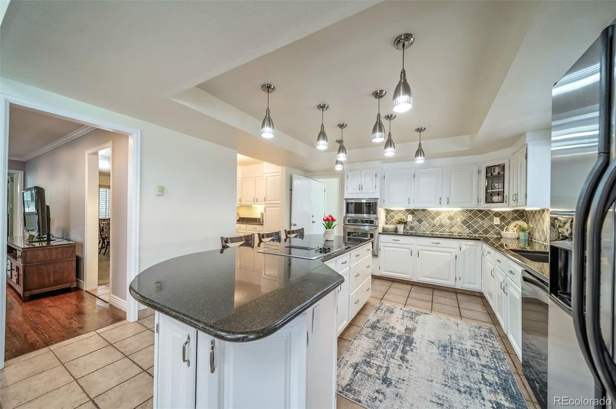Interior, Kitchen, Pendant Lights, Stainless Steel Appliances, Wood Texture Flooring