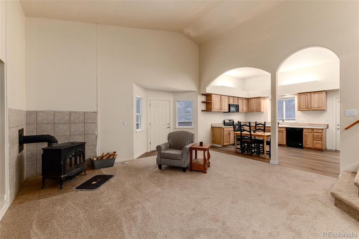 Dining room, Fireplace, Interior, Kitchen