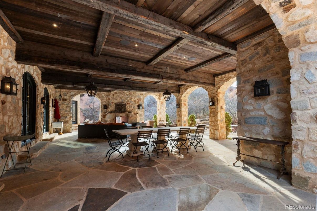 Interior, Pendant Lights, Recessed Lighting, Stone Walls, Wooden Beams, Wooden Ceilings