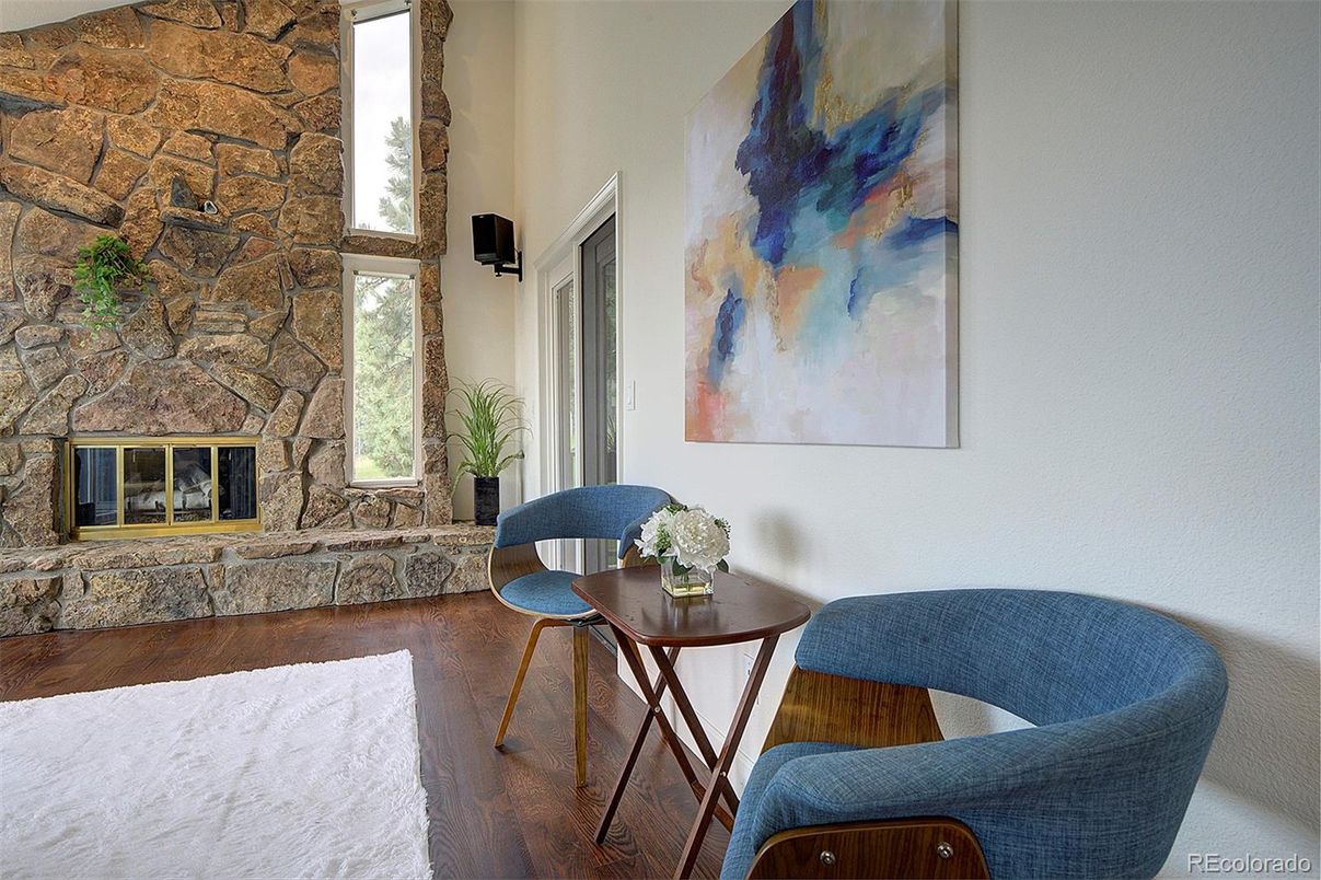 Fireplace, Interior, Stone Walls, Wood Texture Flooring