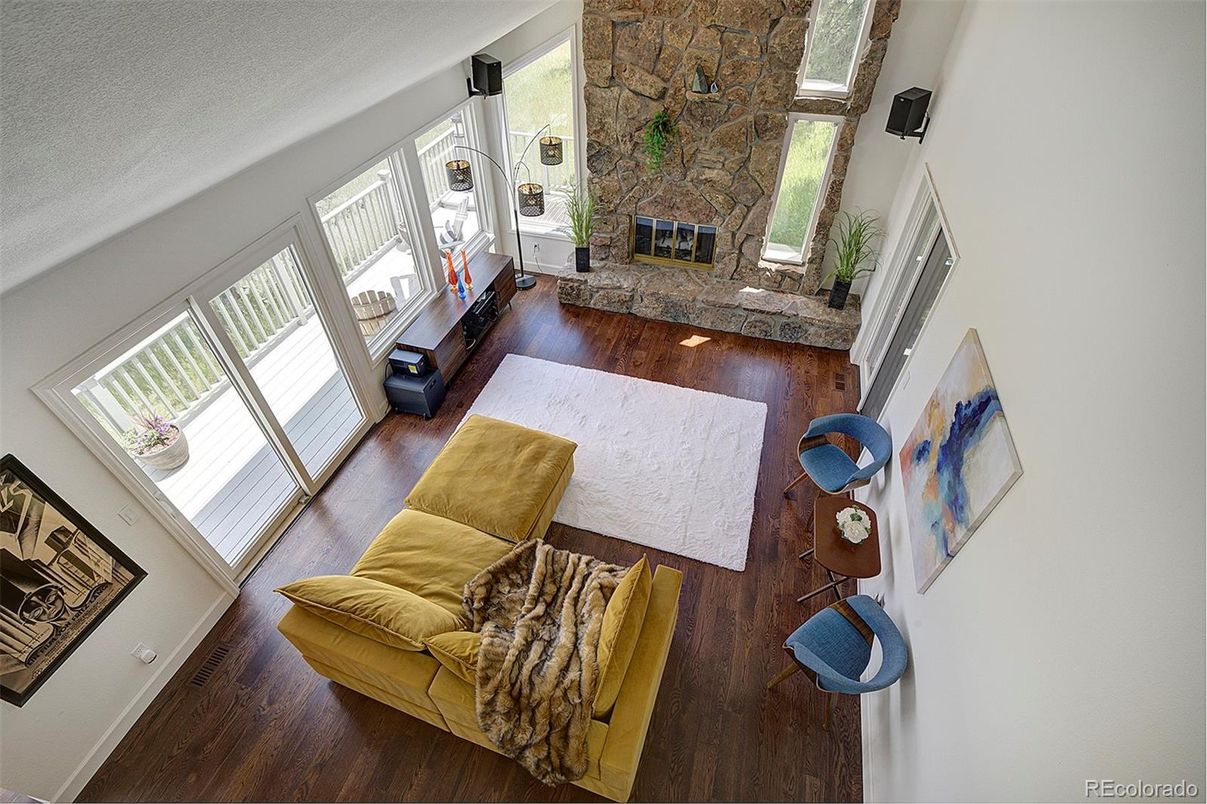 Fireplace, Interior, Stone Walls, Wood Texture Flooring
