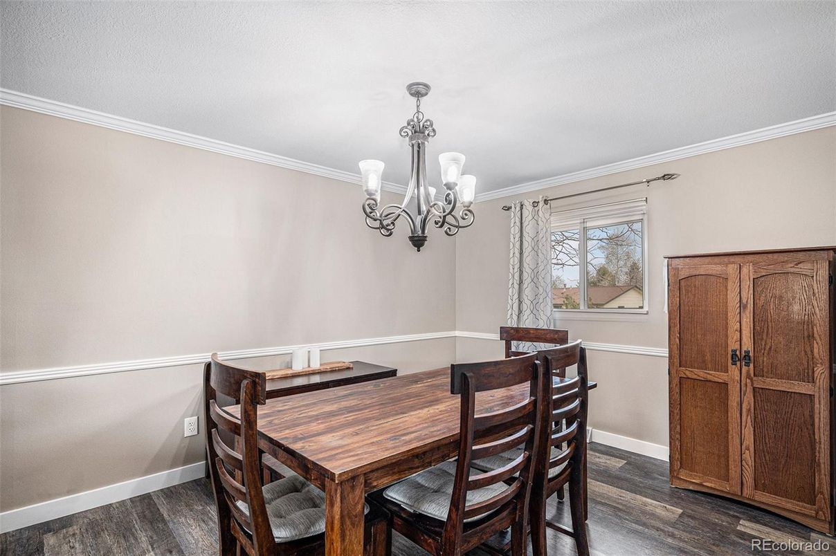 Chandelier, Dining room, Interior, Wood Texture Flooring