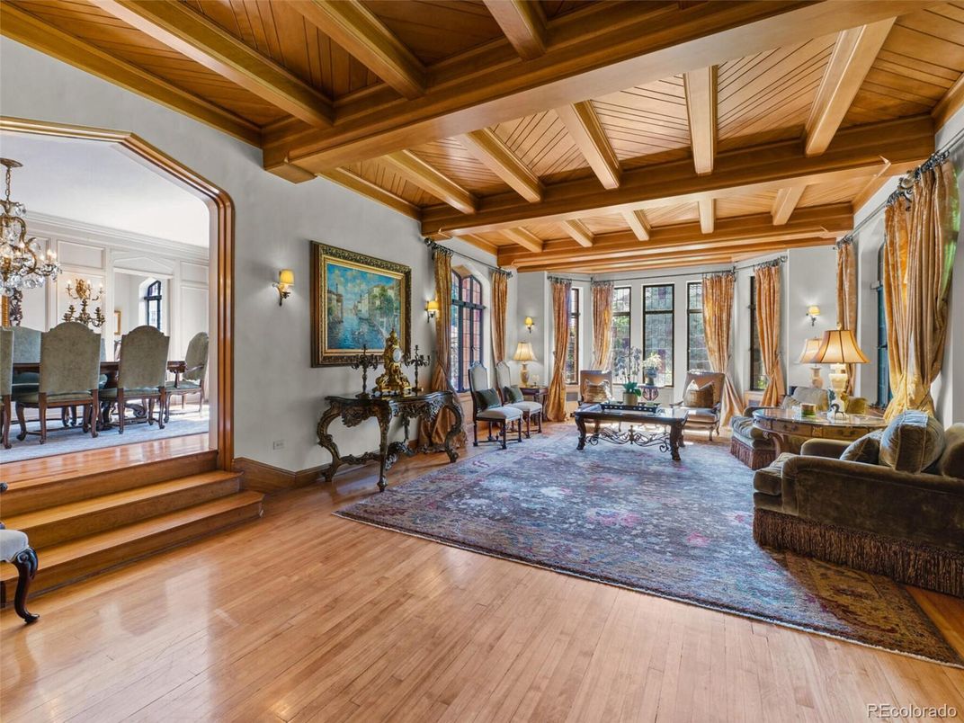 Chandelier, Dining room, Interior, Living room, Wooden Beams, Wooden Ceilings, Wood Texture Flooring