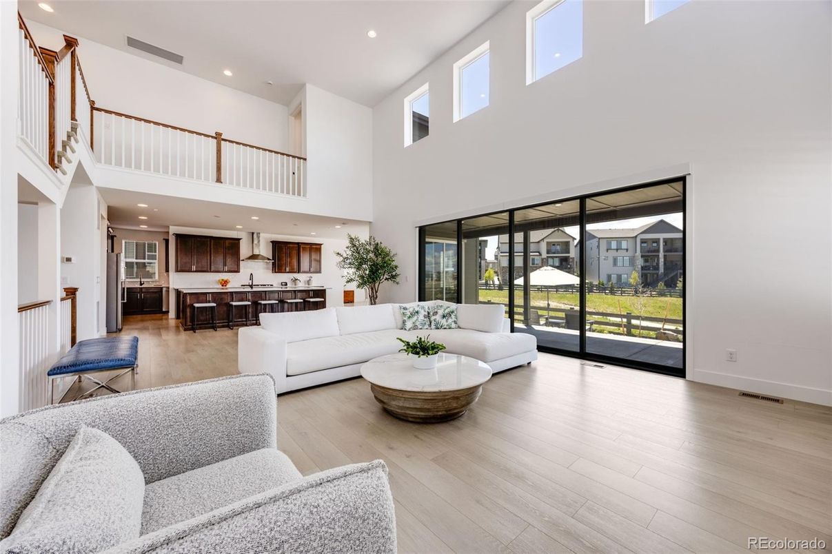 Interior, Kitchen, Living room, Recessed Lighting, Wood Texture Flooring