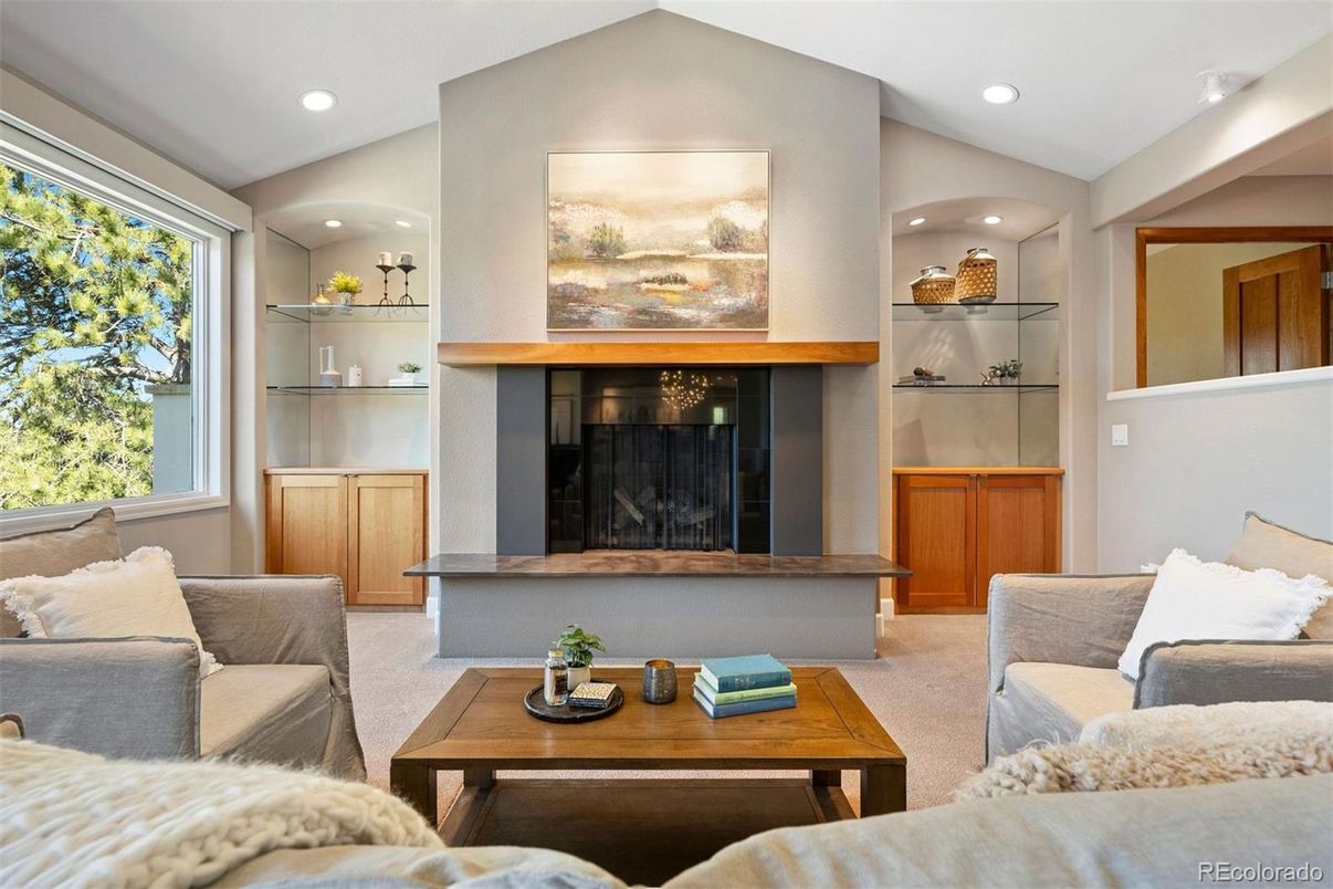 Fireplace, Interior, Living room, Recessed Lighting
