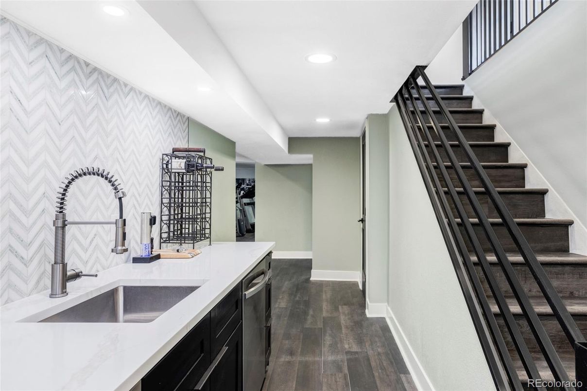 Interior, Kitchen, Recessed Lighting, Wood Texture Flooring