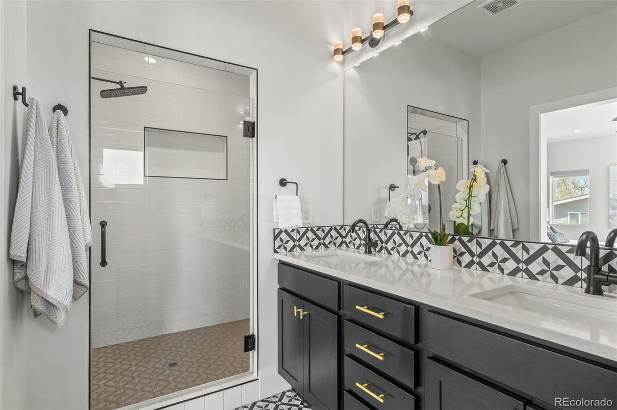 Bathroom, Dual Sink Vanities, Glass Shower, Interior