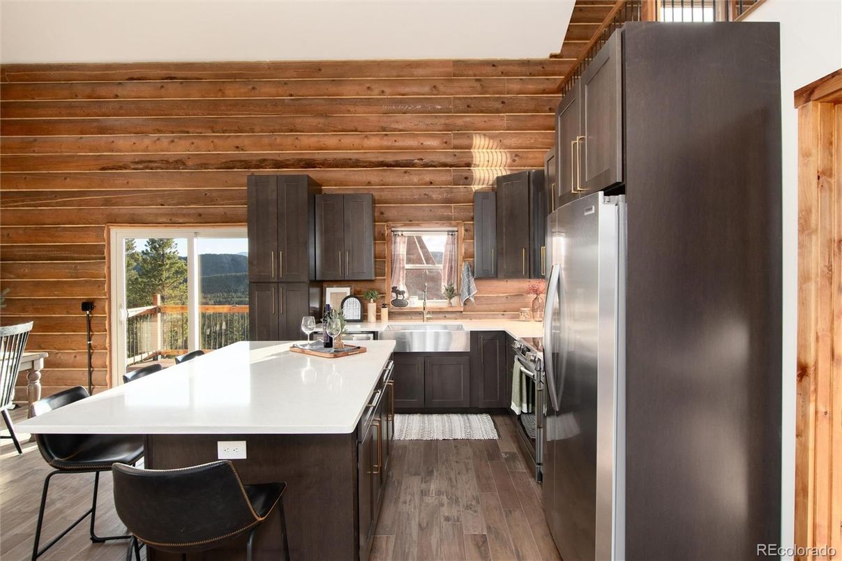 Interior, Kitchen, Wood Texture Flooring, Wooden Walls