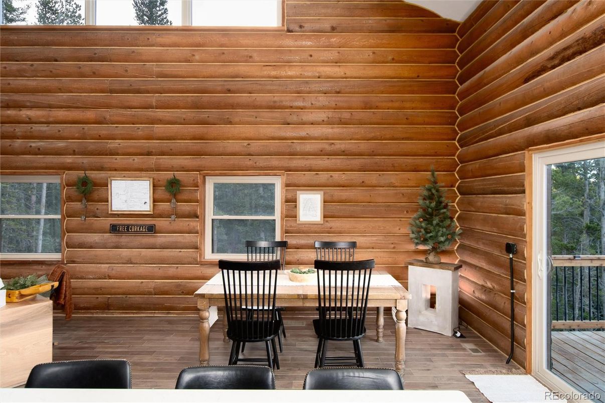 Dining room, Interior, Wood Texture Flooring, Wooden Walls