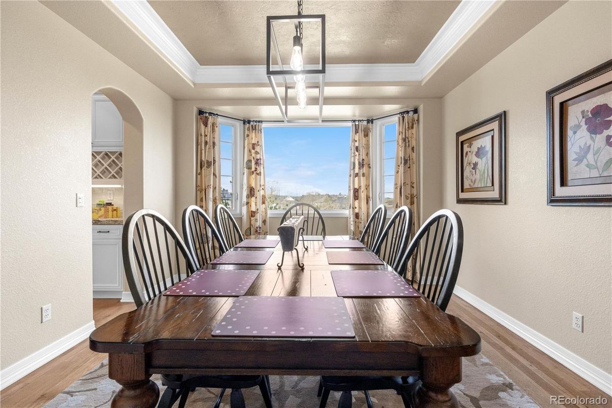 Dining room, Interior, Wood Texture Flooring
