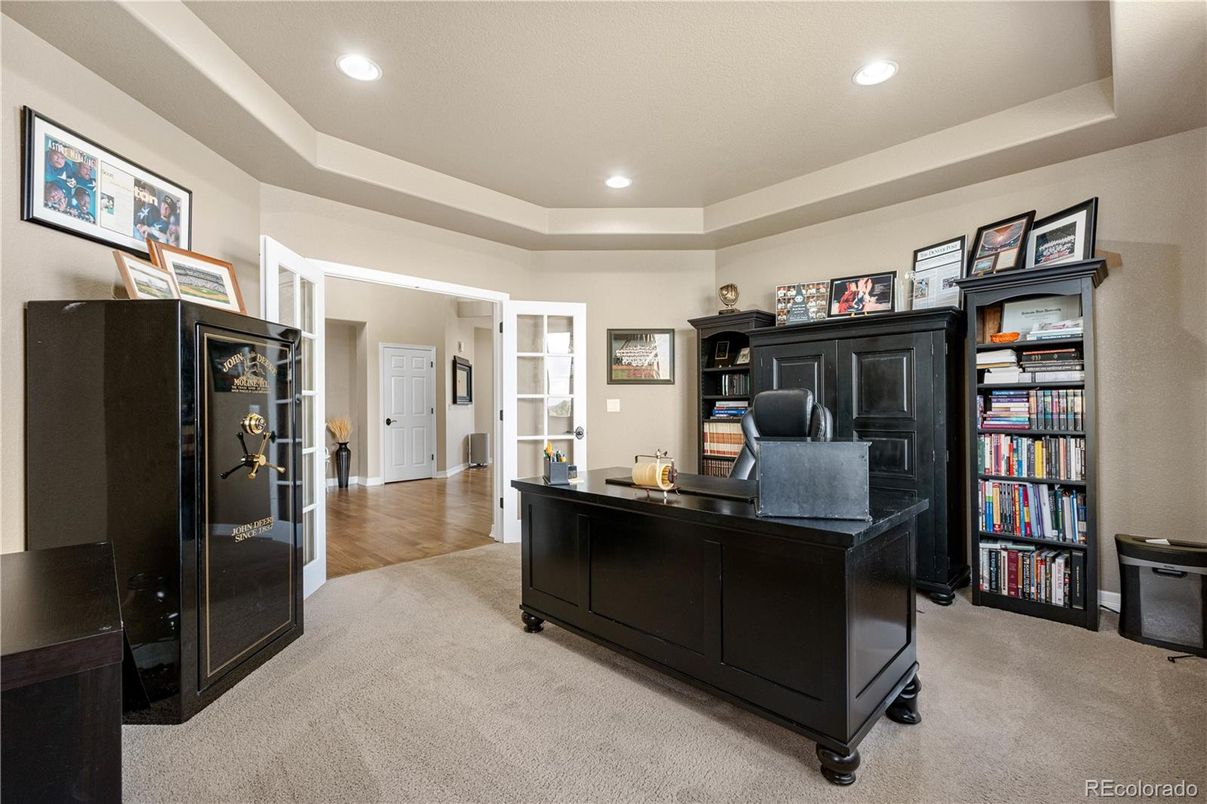Home Office, Interior, Recessed Lighting, Wood Texture Flooring