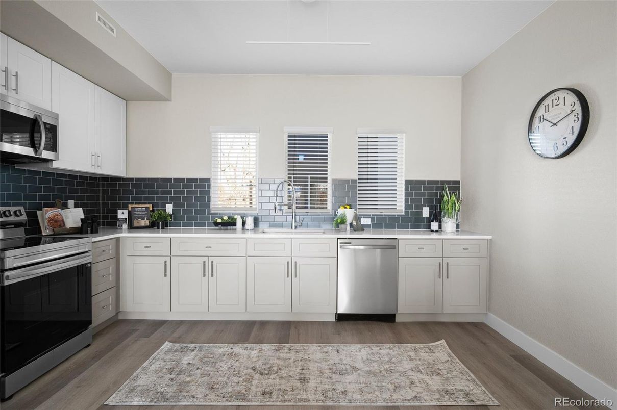 Interior, Kitchen, Stainless Steel Appliances, Wood Texture Flooring