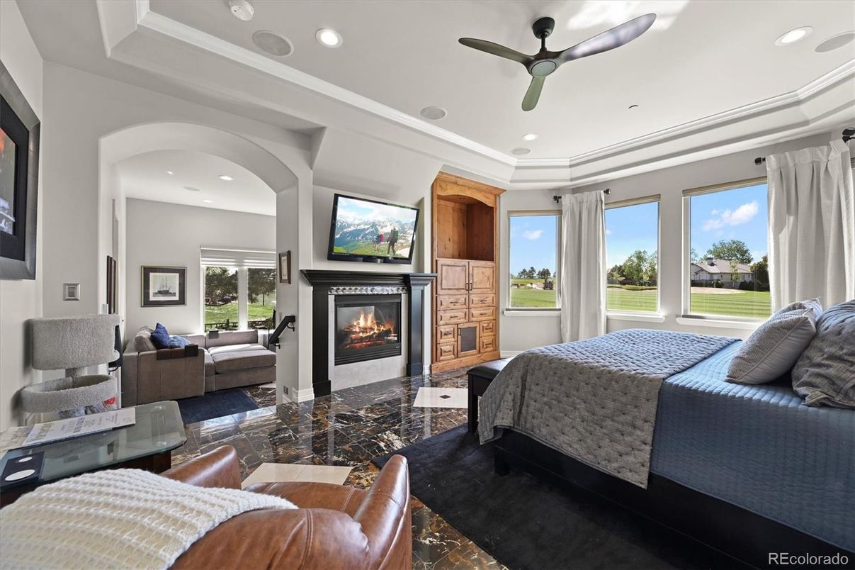 Bedroom, Fireplace, Interior, Living room, Recessed Lighting