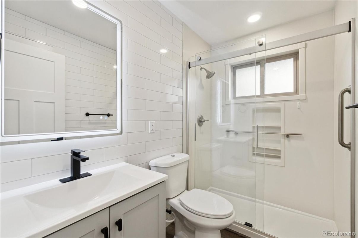 Bathroom, Glass Shower, Interior, Recessed Lighting