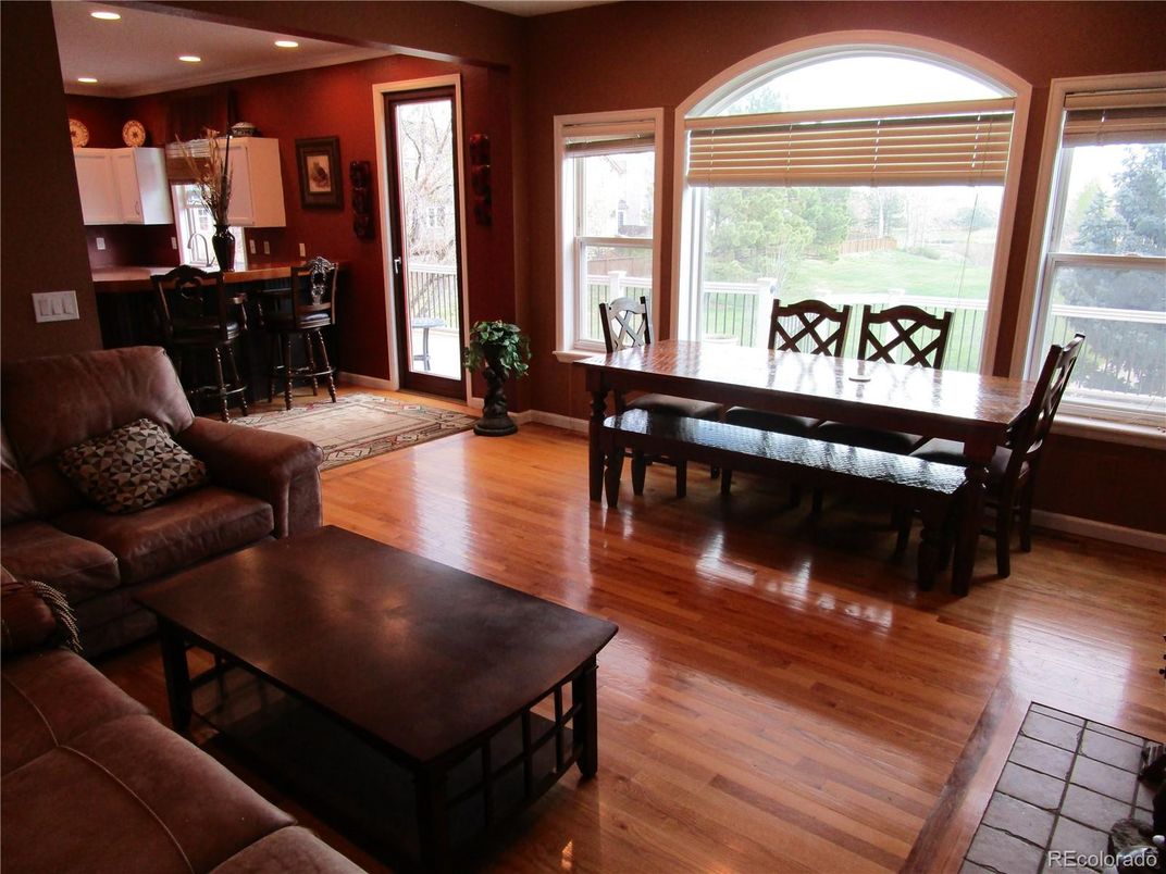 Dining room, Interior, Kitchen, Living room, Recessed Lighting, Wood Texture Flooring