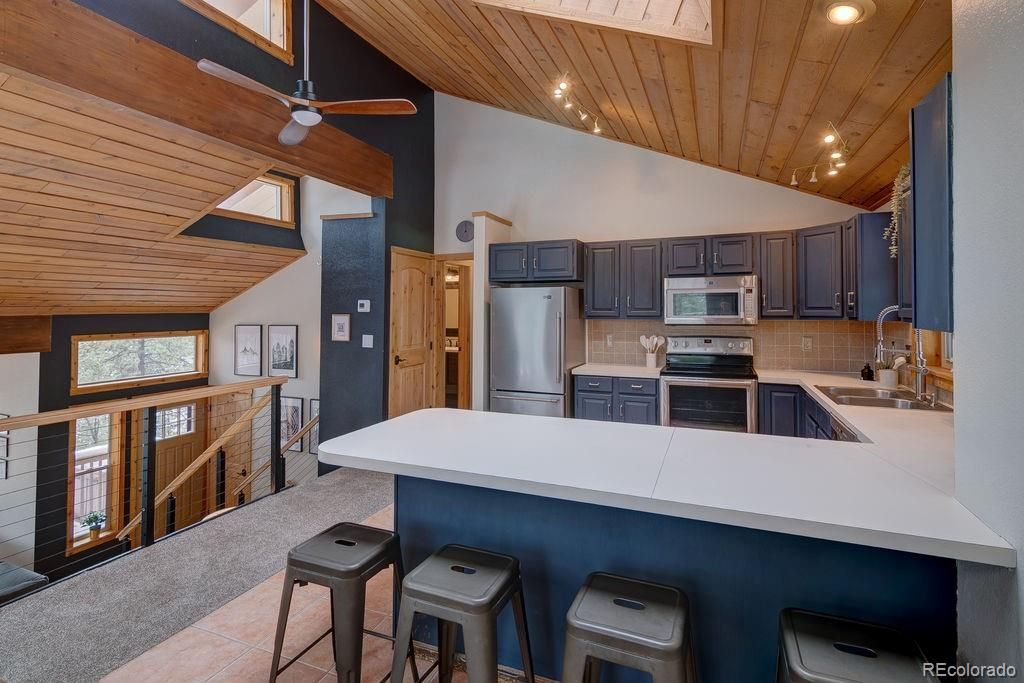 Interior, Kitchen, Recessed Lighting, Stainless Steel Appliances, Wooden Ceilings